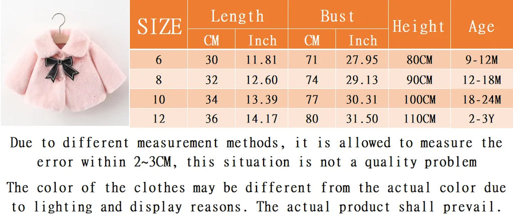 Winter New Sweet Black Bow Baby Girl Coat, Simple Style Thickened Warm Children'S Clothing (9 Months -3 Years Old)