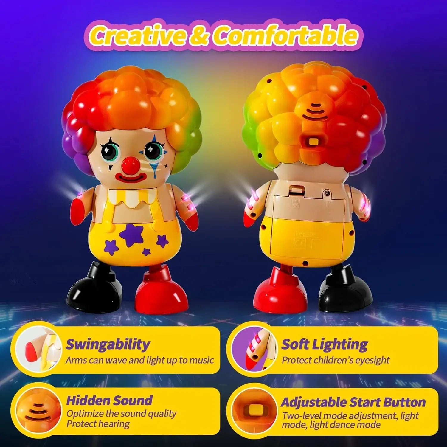 Dancing Clown Toys for Toddler & Baby Early Learning Educational Musical Light Up Clown Toys Halloween Decor Gift for Boys Girls