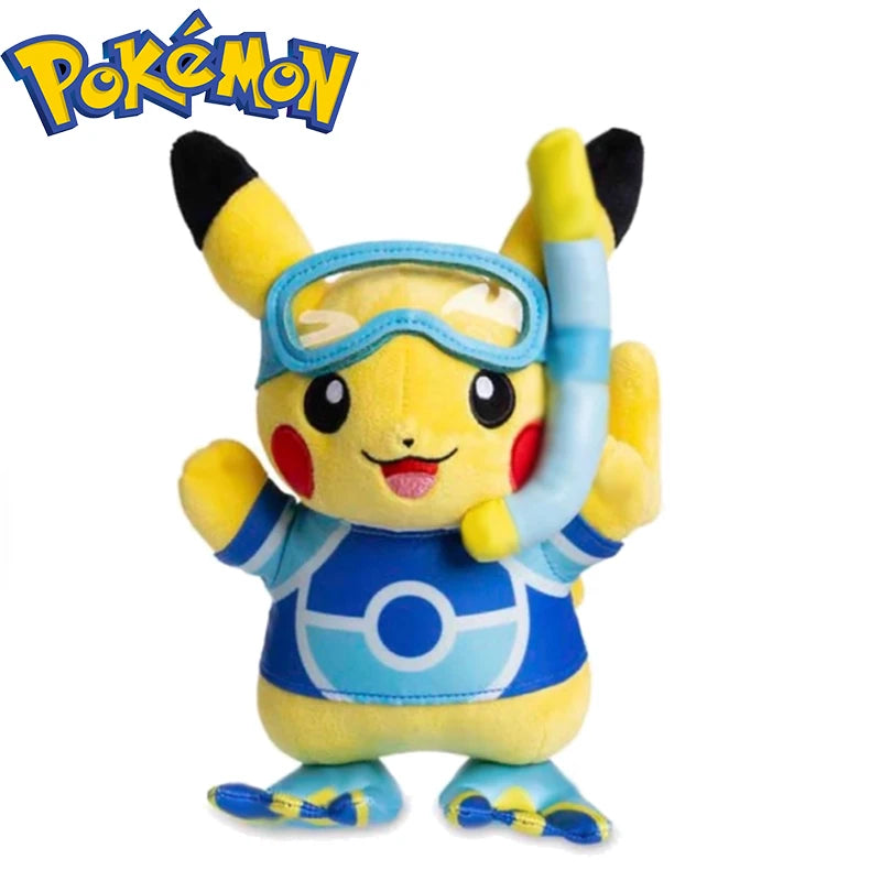 Pokemon Kawaii Hawaii Diving Pikachu Stuffed Toys Cartoon&Cute Pikachu Plush Doll Throw Pillow Birthday Gift for Kid Friends Boy