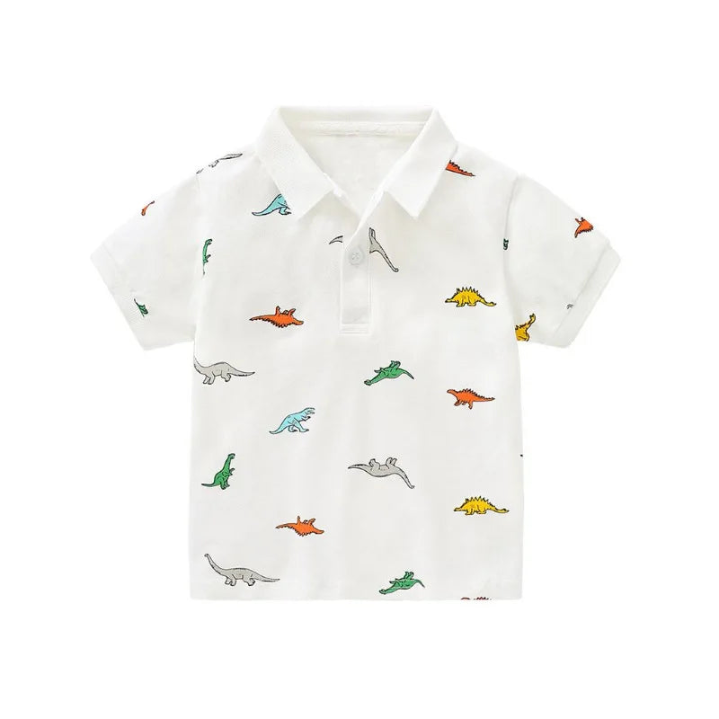 Summer Kids Polo Shirt Boys Short Sleeve Lapel Polos Clothes for Girls Cotton Print Breathable Kids Polo Shirt Children Tops