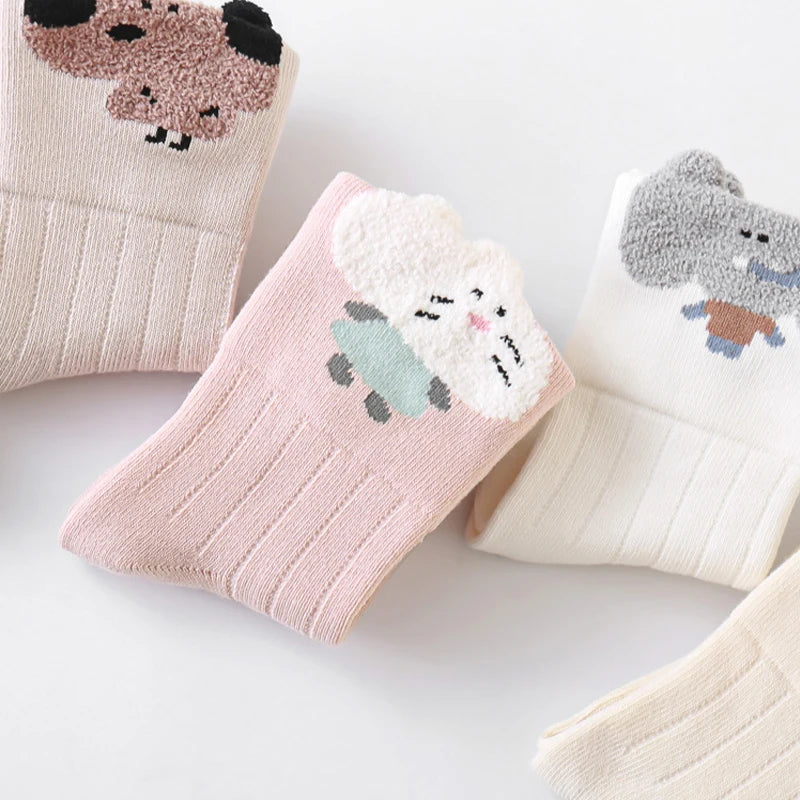 3/5 Pairs Cartoon Newborn Socks Children'S Socks Spring And Autumn Cute Boy Girls Kids Toddler Socks Baby Accessories