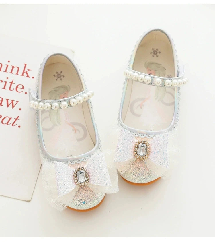 Disney Girl's Fashion Princess Shoes Frozen Princess Elsa Children's Shoes Girls Baby Green Pink Flat Shoes Performance Shoes