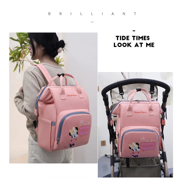 Disney New Fashion Baby Diaper Bag Large Capacity Maternity Bag Baby Waterproof Stroller Backpack Mickey Mouse Baby Diaper Bag