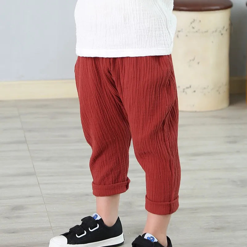 Boys Linen Pants Summer 1-6year Baby Girl Pant Solid Color Linen Children Pants Cotton Linen Pants for Boys Harem Pants for Kids