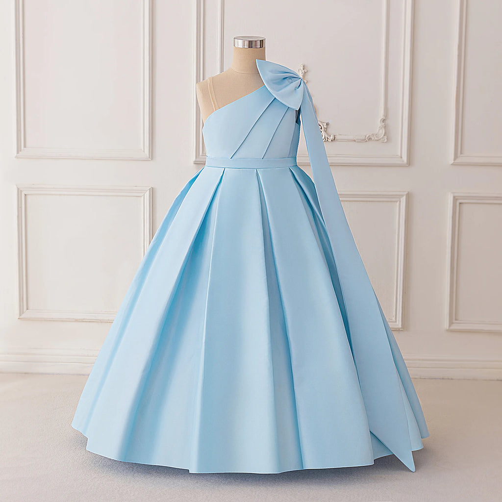 Fashion Bow Bridesmaids Party Girls Dress Elegant Wedding Birthday Princess Prom Dresses for Girl Gala First Communion Costumes