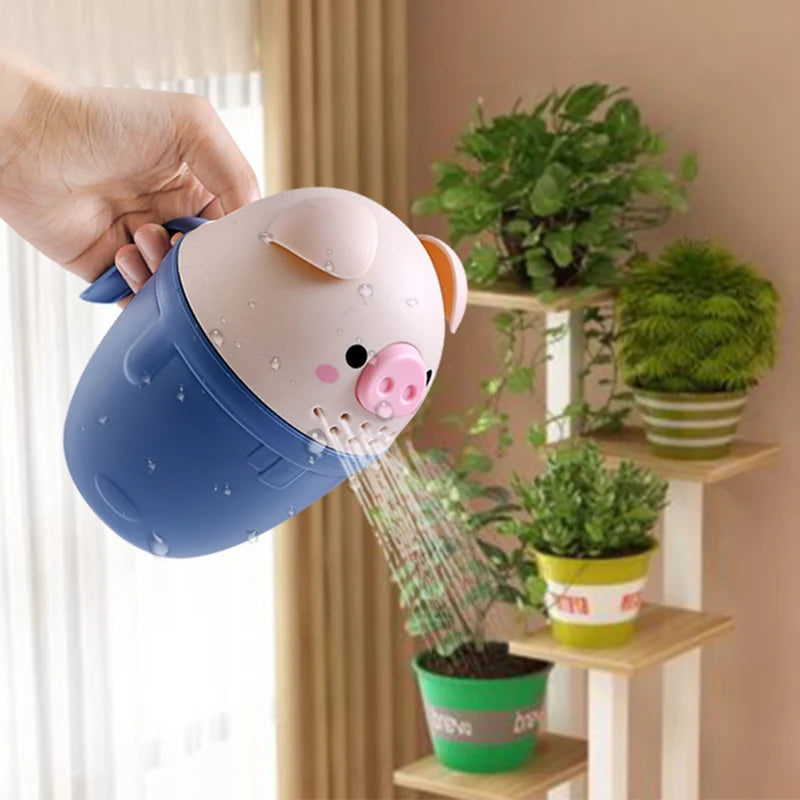 Cute Baby Shampoo Rinse Cup Baby Piggy Cartoon Bath Rinser Pail to Wash Hair and Wash Out Shampoo by Protecting Infant Eyes