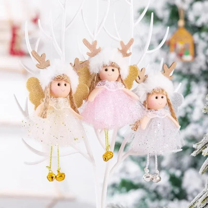 Christmas Tree Plush Ornaments Hanging Angel Christmas Tree Door Wall Hanging Decoration House Ornaments Angel Doll Toy