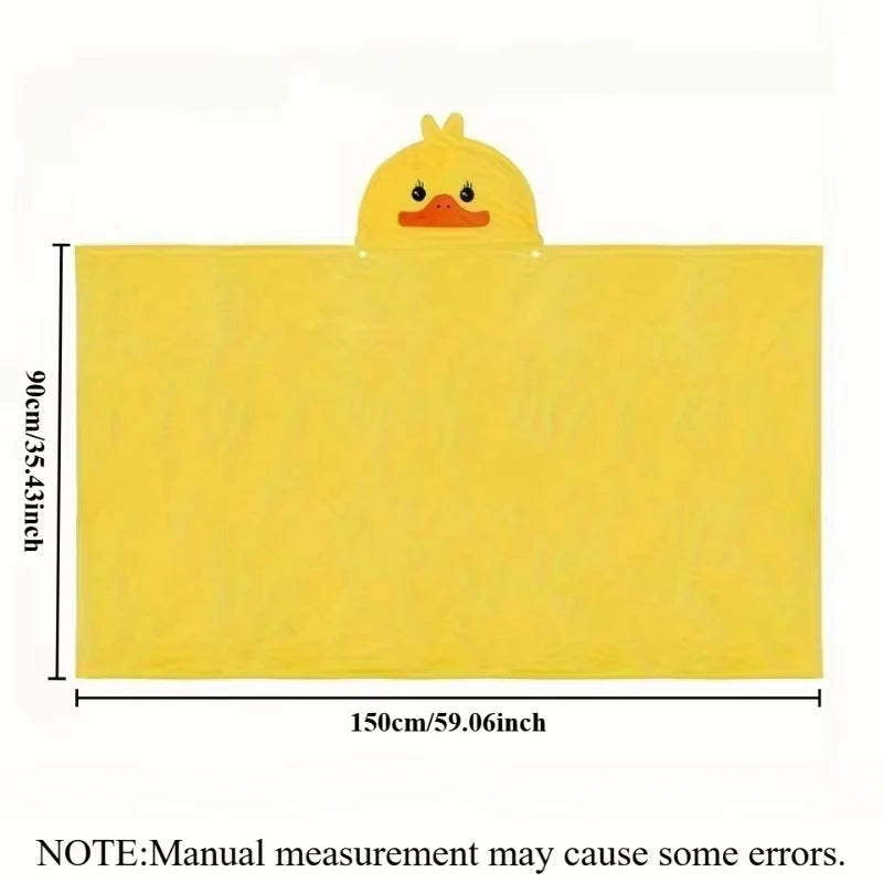 Hooded Bath Towel Soft Plush Baby Bath Towel Absorbent Cartoon Duck Pattern Bathrobe Great Christmas Gift for Infants Toddlers