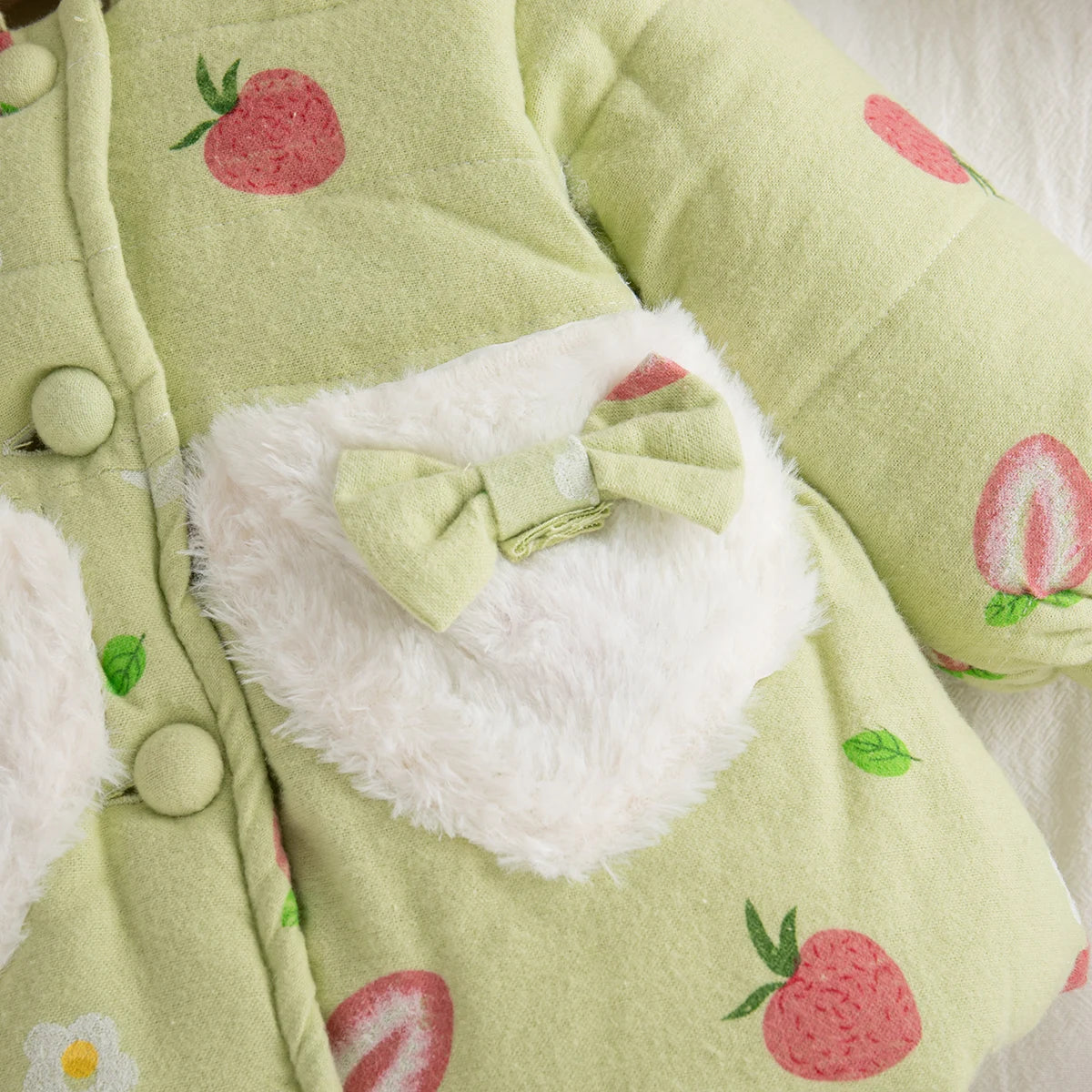 Winter New Sweet Strawberry Baby Girl Coat, Thick And Warm Cute Hat, Children'S Long Sleeved Clothes (9 Months -3 Years Old)