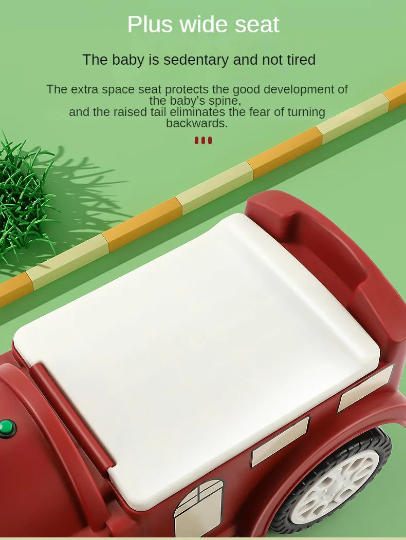 Kids Ride On Train with Lights & Music Under Seat Storage Gift for Toddlers Boys Girls Retro Balance Bike Balance Car Toy