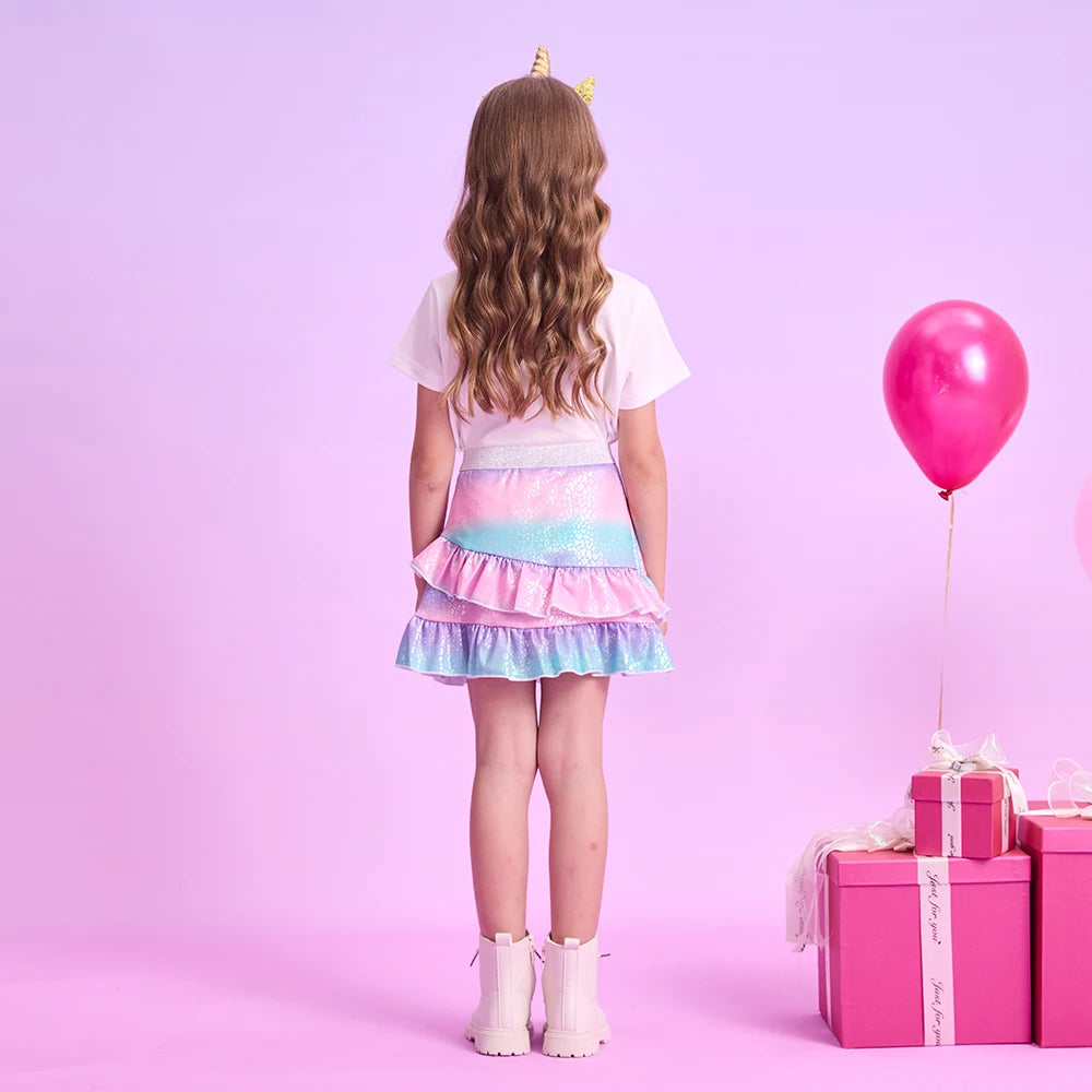 DXTON Baby Girls Skirts Children Mermaid Tutu Skirt For Girls Layers Patchwork Girls Princess Skirt Gradient Kids Party Costumes