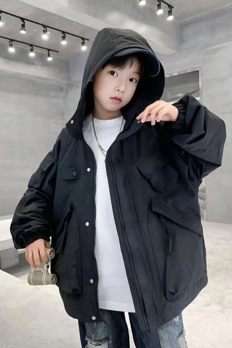 2025 New Boys Windbreaker Jacket Spring Autumn Waterproof Windproof Youth Unisex Stylish Outdoor Jacket for Kids