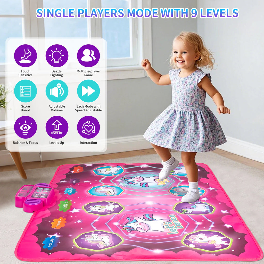 Kids Electronic Dance Mat Dancing Blanket Double Players Mode with 9 Levels Kid Floor Music Blanket Educational Toys Kids Gifts