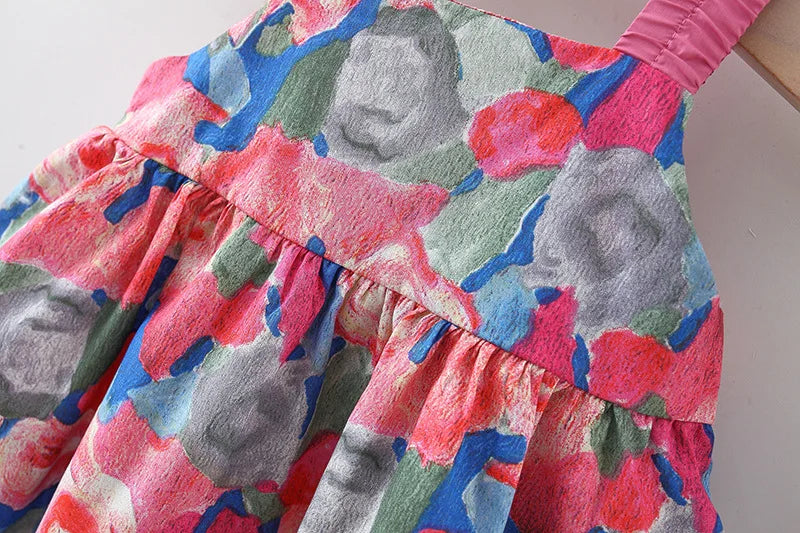 (0-3 Year Old Baby Girl Dress) Summer New Small Floral Bow Children'S Sleeveless Clothes, Free Bow Hat Included