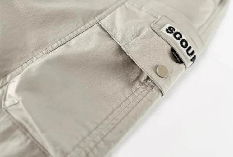 2025 Spring Autumn Boys' Cuffed Cargo Pants Straight Leg Cotton Stylish New Design