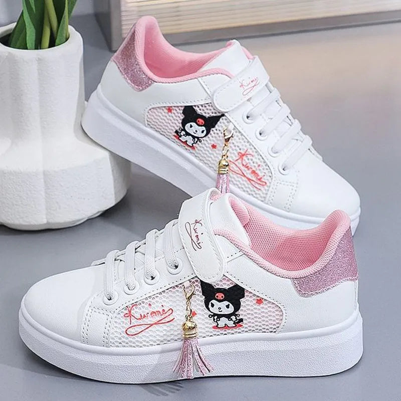 Sanrio hello kitty  spring autumn non-slip net shoes girl casual shoes cartoon board shoes kuromi sports shoes cute Sneakers