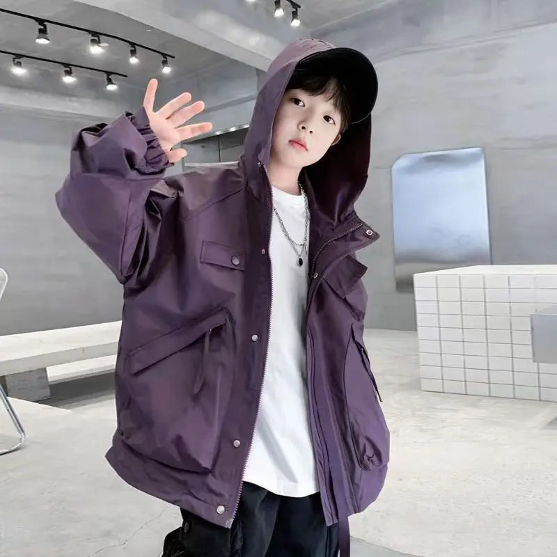 2025 New Boys Windbreaker Jacket Spring Autumn Waterproof Windproof Youth Unisex Stylish Outdoor Jacket for Kids