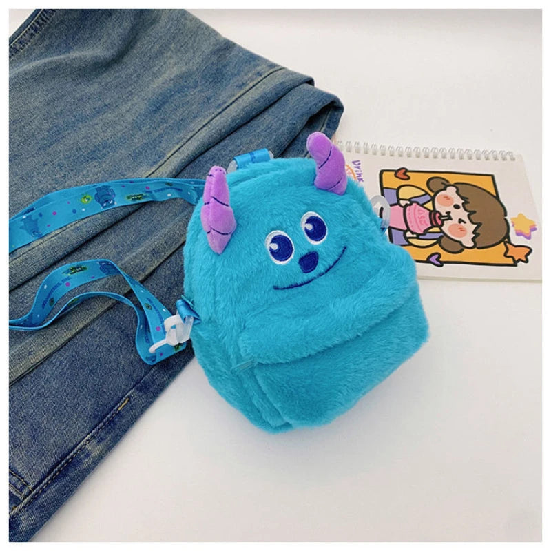 Disney Strawberry Bear 2025 New Girl Plush Backpack Cartoon Children Plush Messenger Bag Fashion Trend Girls Coin Purse