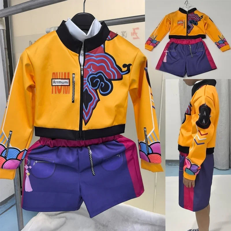 K-Pop Rumi Zoey Mira Demon Hunters Cosplay Costume for Girl Halloween Stage 3D Printed Pattern Role Play Clothes