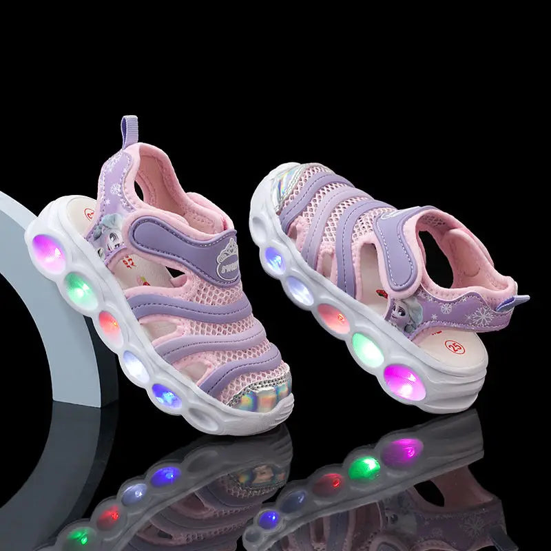 Disney Summer Cartoon Kids Toddler Boys Spiderman Princess Sandals Sport Baby Boys Blue Red Beach Sneakers Sandals Size 24-35