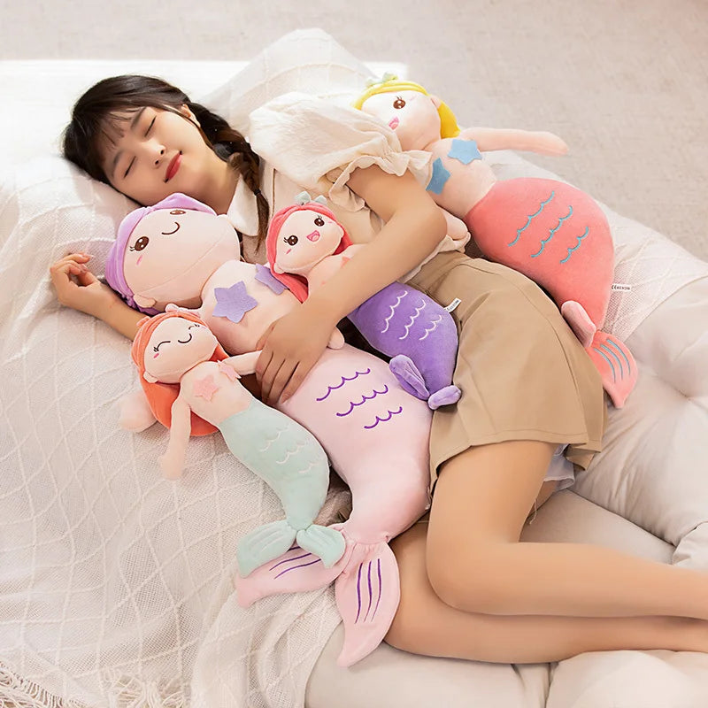 High Quality Cartoon Kawaii Mermaid Plush Toys Soft Animal Plush Pillow Stuffed Toy Princess Dolls Children  Girls Birthday Gift