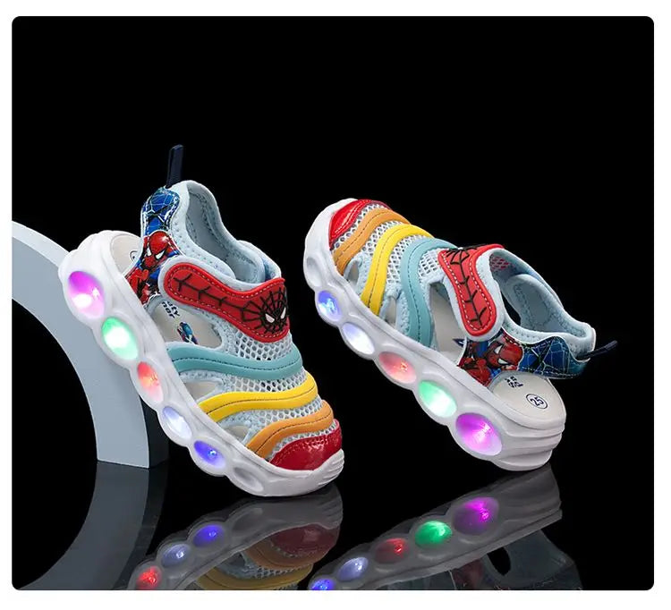 Disney Summer Cartoon Kids Toddler Boys Spiderman Princess Sandals Sport Baby Boys Blue Red Beach Sneakers Sandals Size 24-35