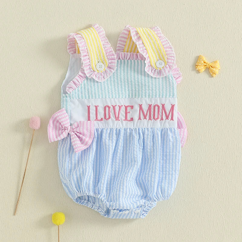 Adorable Toddler Floral Print Sleeveless Romper with Ruffled Trim and Bow Detail Cute Baby Girl Summer Jumpsuit