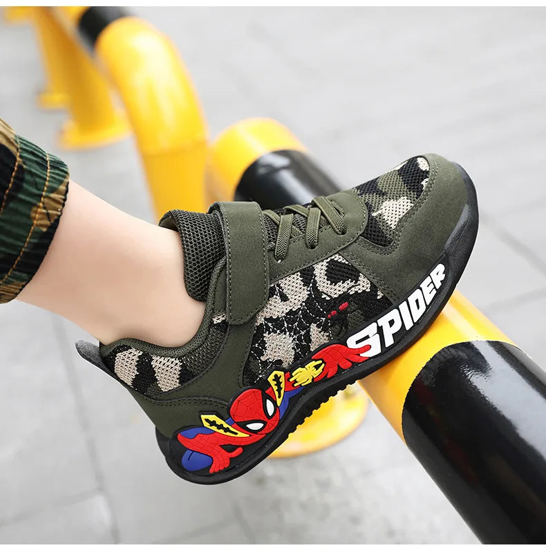 Disney Shoes Children Camouflage Green Sneaker Shoes For Kid Walking PU Breathable Shoes Size 26-35