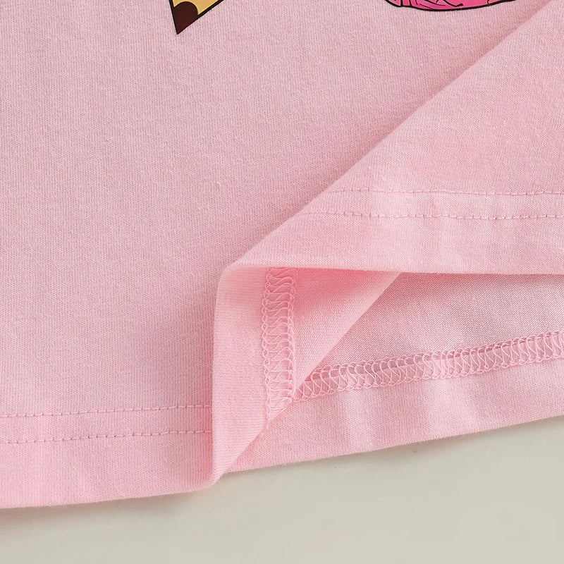 Girls Short Sleeve Crew Neck T-Shirt with Fun School Print Loose Fit Top for Spring and Summer Cute and Comfortable