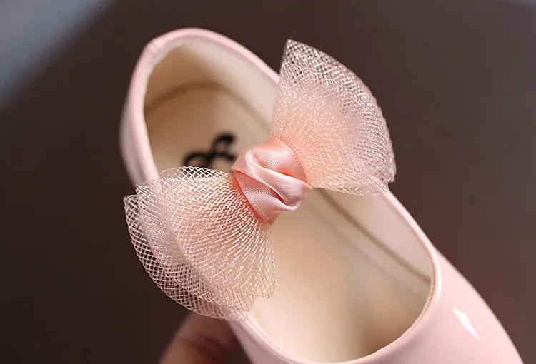 Kids Leather Girls Shoes Shining Shell Princess Shoes for Baby Party Wedding Children Lace Bow Spring Summer Dress Shoes F03111