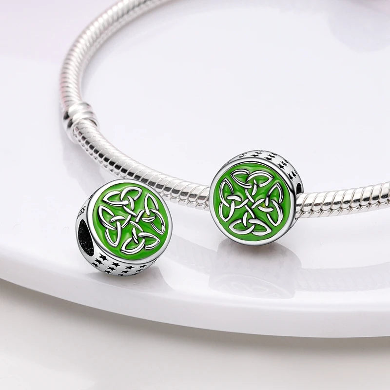 925 Sterling Silver Original Celtic Knots Charms Bead Earrings Ring Bracelet Necklace Series Jewelry Set For Women Men DIY Gift