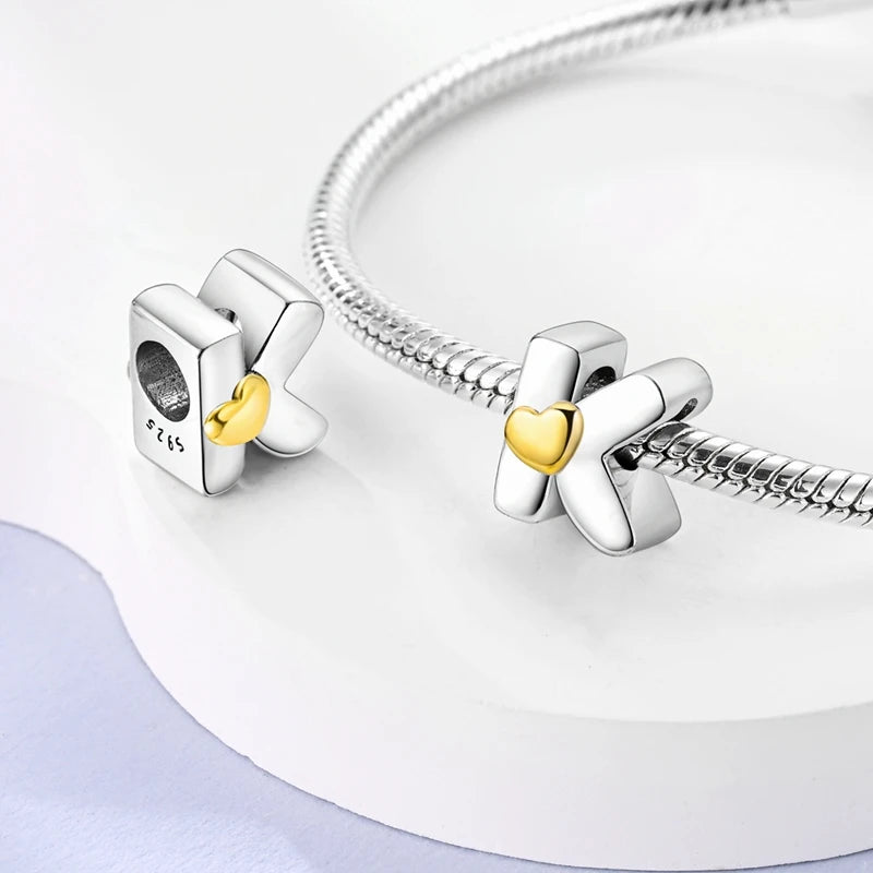 925 Sterling Silver DIY Alphabet Charms Beads LOVE Heart Letter Fit Original Bracelet Bangle Necklace Jewelry Marking Gift