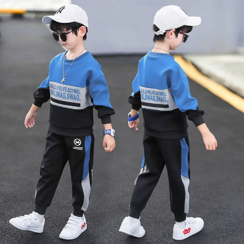 2024 Boys Clothes Set striped Sweatshirt tops + Sport Pants Tracksuits winter Autumn Kids Suit Children 5 7 8 9 10 11 12 13Year