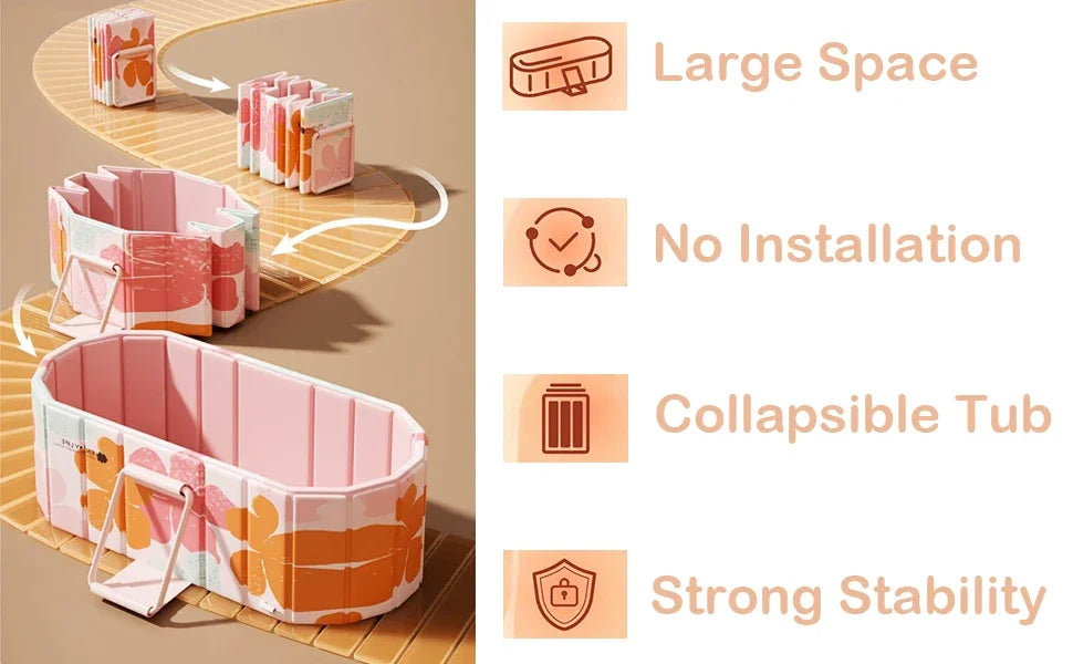 Foldable Bathtub Freestanding Japanese Soaking Tub Portable Shower Stall Tub Bathroom SPA Bath for Adult Kid Outdoor Hot Ice Tub