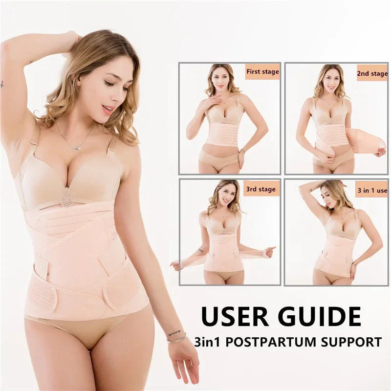 3in1 Postpartum Belly Band Breathable Maternity Support Belt Shapewear for after Pregnancy Women's Abdominal Compression Band