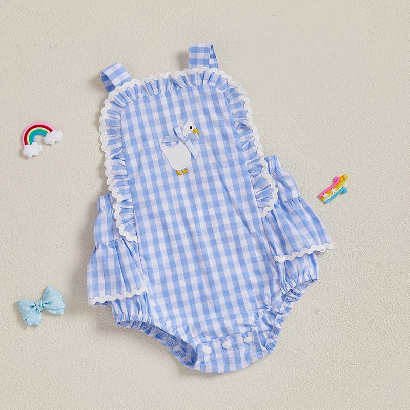 Adorable Toddler Denim Jumpsuit Sleeveless Floral Embroidery Romper for Playtime and Outdoor Adventures