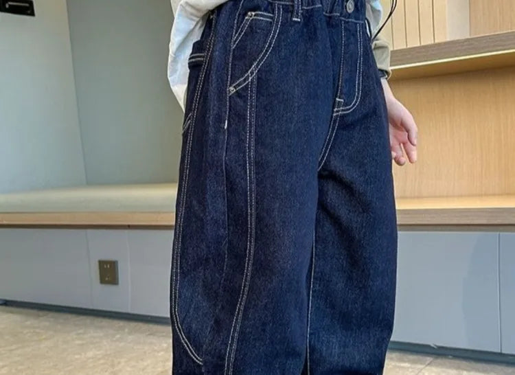 Designer Boys Autumn Winter 2025 New Casual Stretchable Denim Jeans Long Pants Boys' Fashionable Trousers