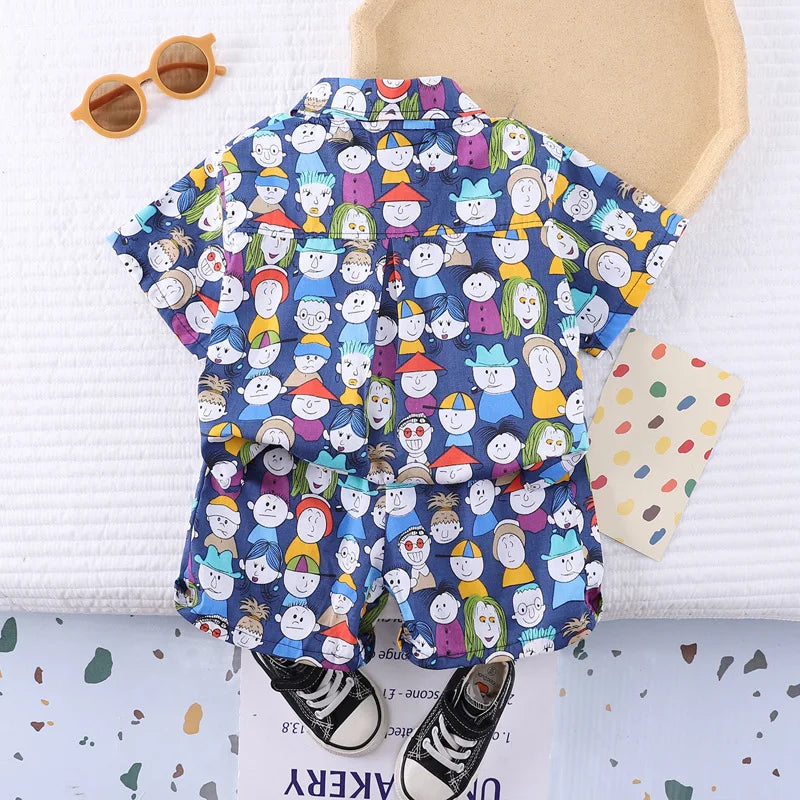 New Summer Baby Clothes Suit Children Boys Shirt Shorts 2Pcs/Sets Toddler Clothing Infant Casual Cartoon Costume Kids Tracksuits