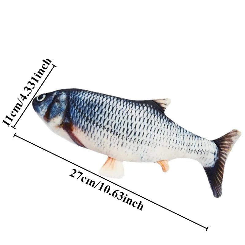 Electric Stuffed Fish Toys Funny Simulation Fish Can Bite & Move Baby Coax To Sleep Cat Pet Toy USB Rechargeable Toy for Infants