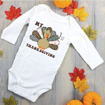 My First Thanksgiving Baby Boys Girls Romper Infant Cute Baby Clothes Toddler Thanksgiving Gift Rompers Fall Baby Jumpsuit