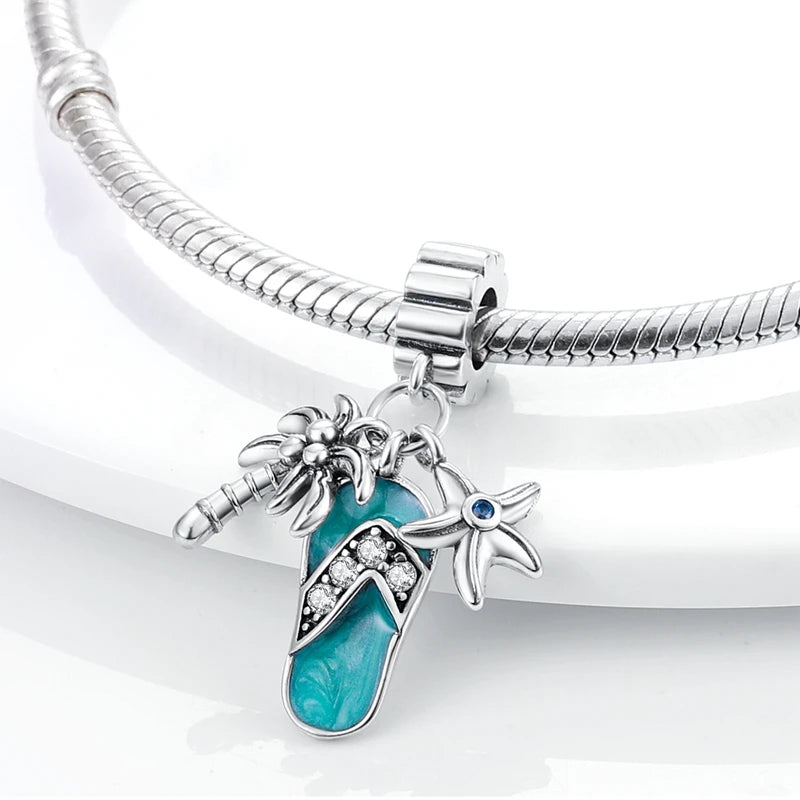 925 Sterling Silver Original Pink Ballet Shoes Charms Ballet Dancer Pendants For Women DIY Bead Fit Original Bracelet Necklace