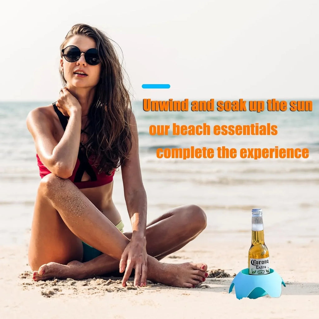 Beach Vacation Essentials Accessories Beach Drink Cup Holder Sand Coasters Beach Sand Cup Holders for Family Friends