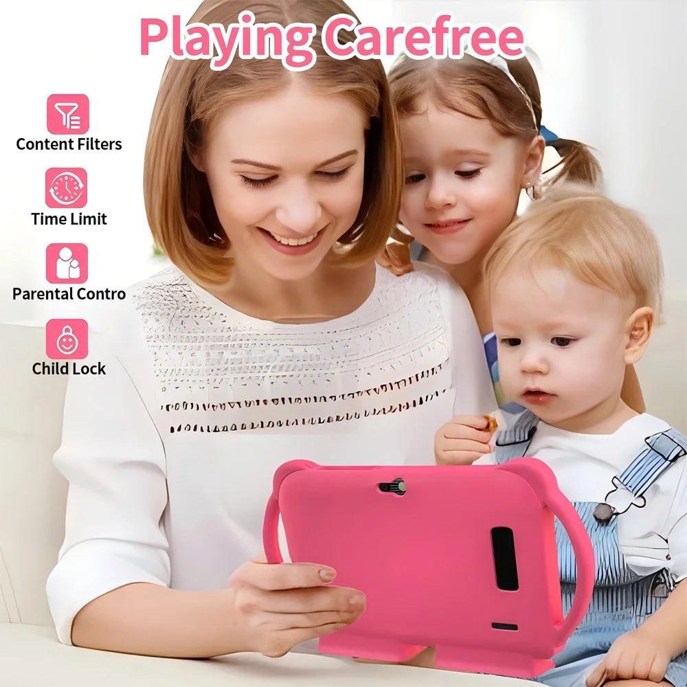 New 5G WIFI 7-inch Children's Tablet 4GB+64GB ROM Mini Pad Quad Core Dual Cameras Kids-Proof protective Case Tablets Android 13