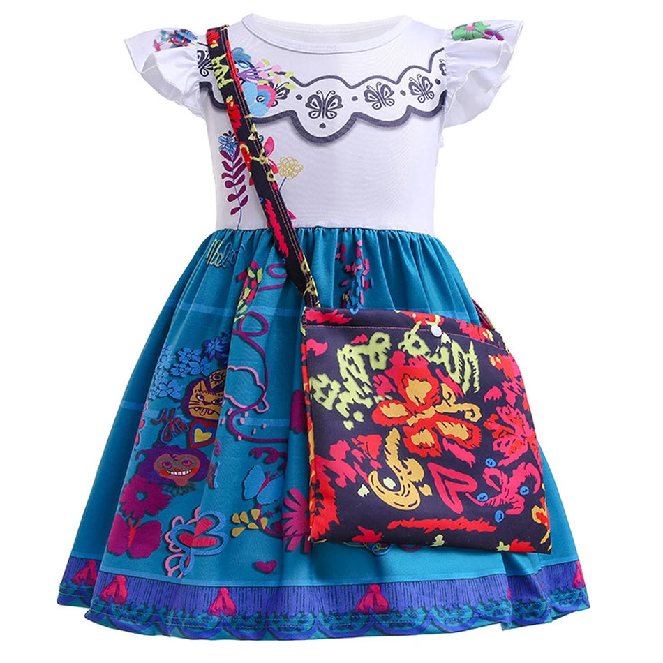 Mirabel Isabela Cosplay Princess Dress Kids Encanto Charm Costume Girls Halloween Children's Day Birthday Party Holiday Clothes
