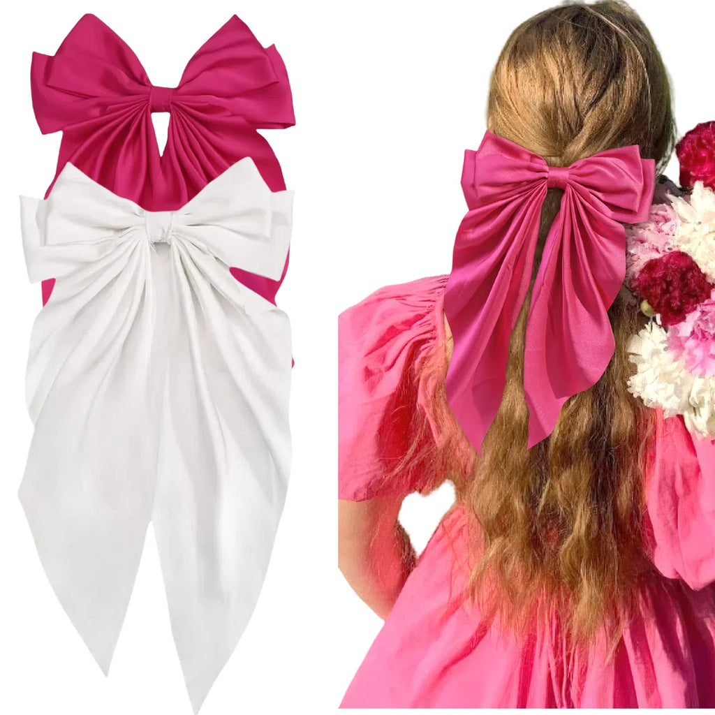 Multiple Elegant Large Bow Ribbon Clip for Women Fashion Simple Solid Satin Clip Ponytail Bow Hairpin Girls Hair Accessories