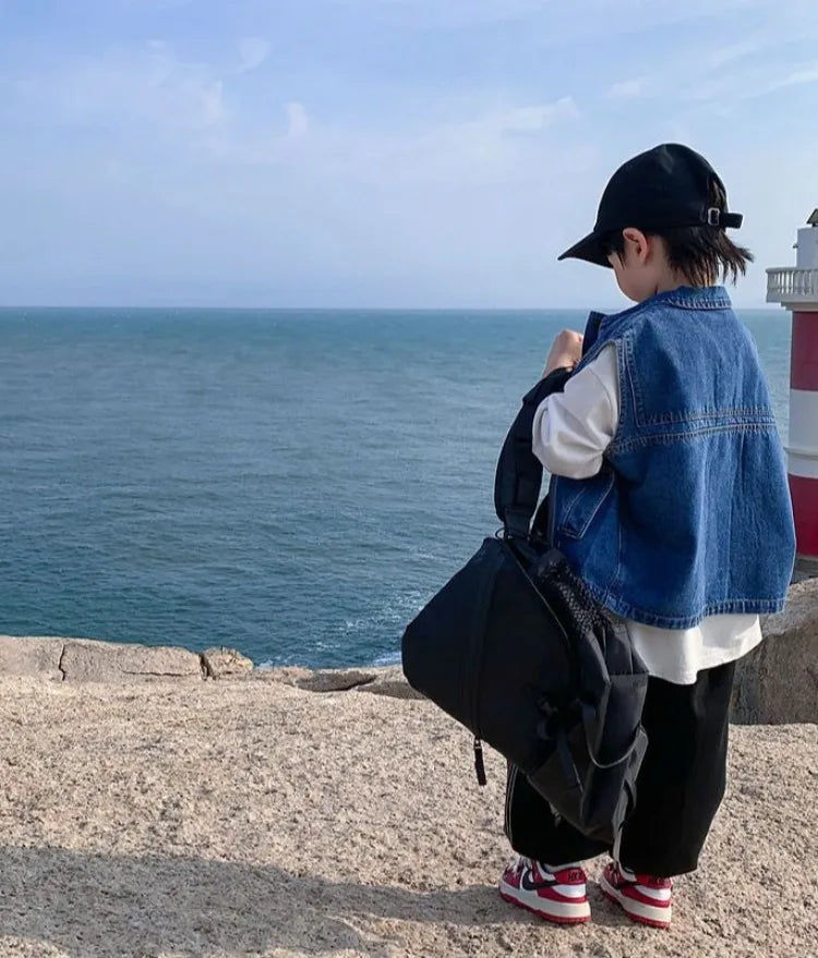 2025 New Boys Denim Vest Sleeveless Toddler Boys Spring Autumn Stylish Kids Jacket