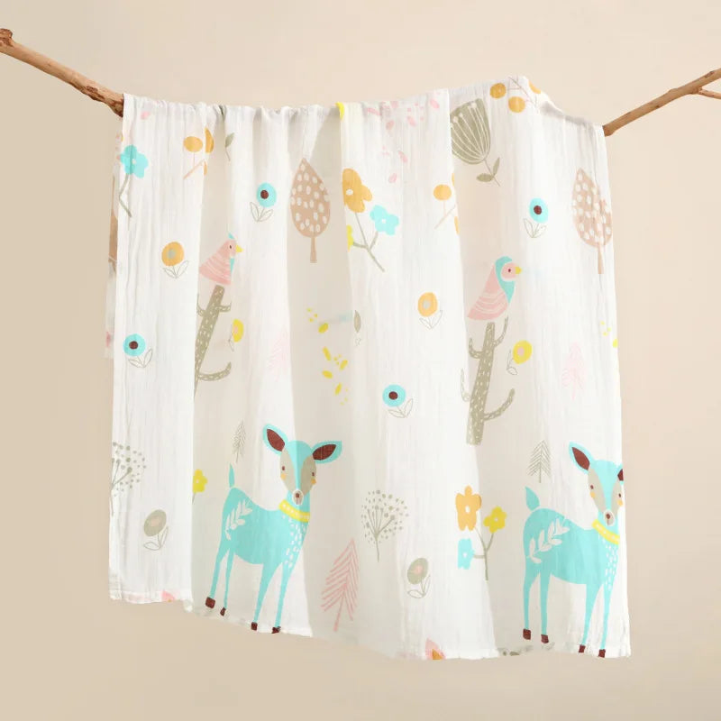 Kids Blankets Animal Pattern 120*110cm Cotton Gauze Cover Newborn Towel Linen Double Layer Cover Baby Blanket