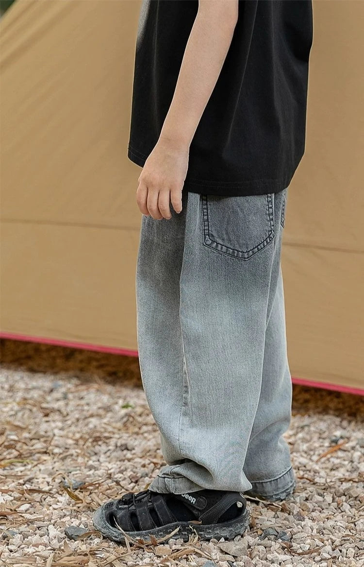 Boys Thin Tencel Denim Cooling Curved Pants 2025 New Style Ultra-Thin Kids Mosquito Repellent Long Pants Medium & Small Size