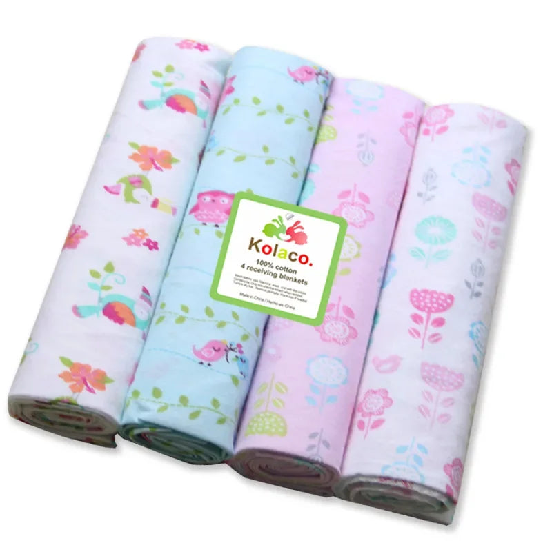 100% Cotton 4pcs/pack Receiving Baby Blanket Newborn 76x76cm Baby Bedsheet Supersoft Blanket Swaddle