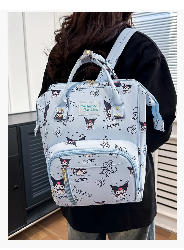 Kuromi New Diaper Bag Backpack Cartoon Cute Baby Diaper Bag Backpack Multifunctional Fashion Lightweight Baby Bag Large Capacity